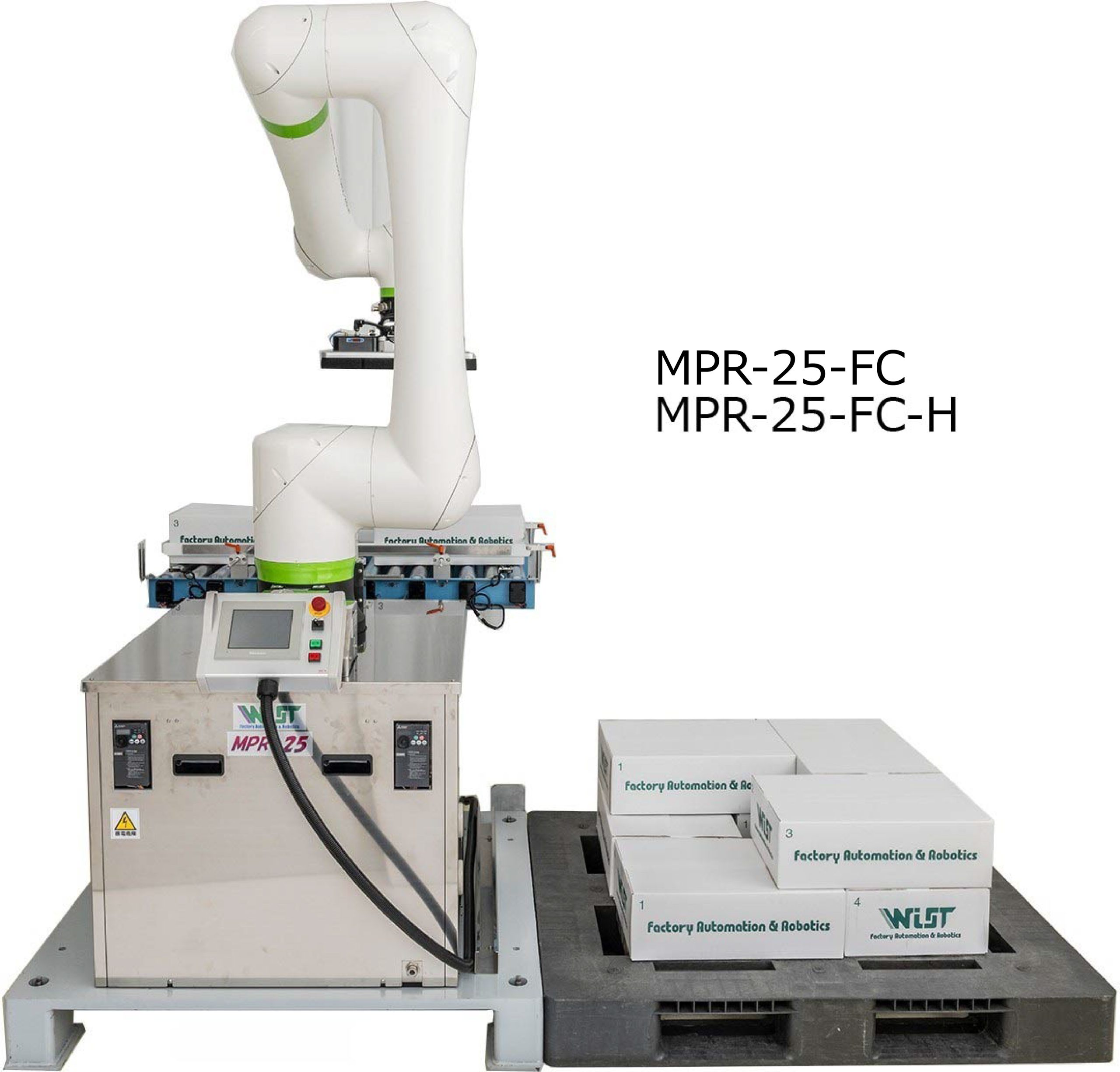 ティーチングレスで新製品登録もスムーズに！<br>移動式協働ロボットパレタイザー　MPR-25-FC/FC-H・MPR-25-MC/MC-H